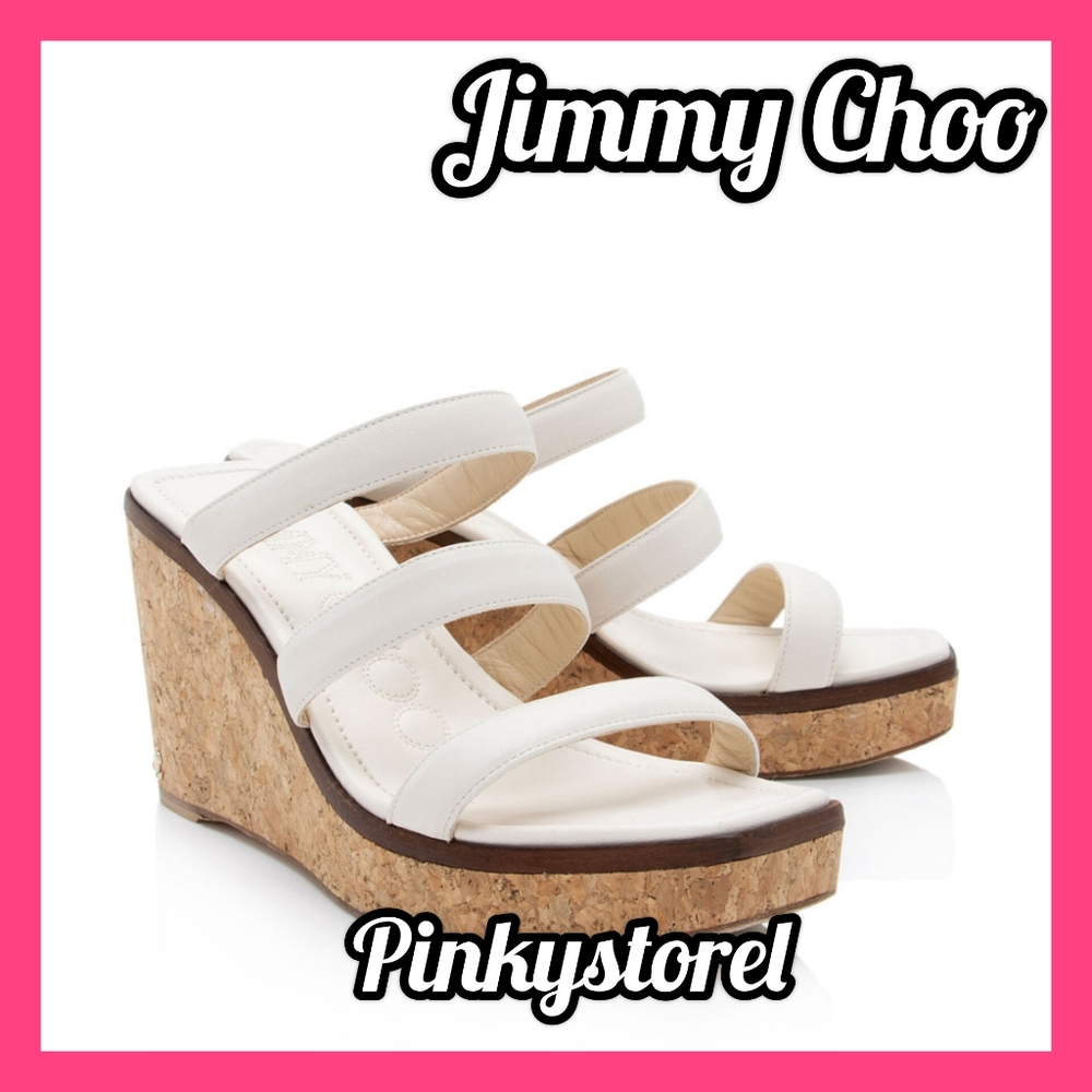 USED Like New Jimmy Choo Women's White Strappy Sandals - Picture 2 of 9